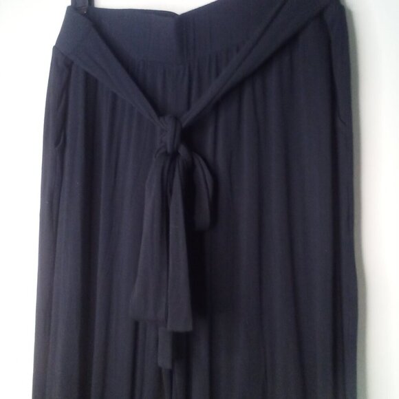 New York & Co Pants Women XL Cropped Wide Leg Attached Belt Stretch Black - Picture 4 of 14